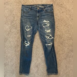 American Eagle Jegging Distressed Denim Jegging Jeans Y2K Vintage Women’s sz 14